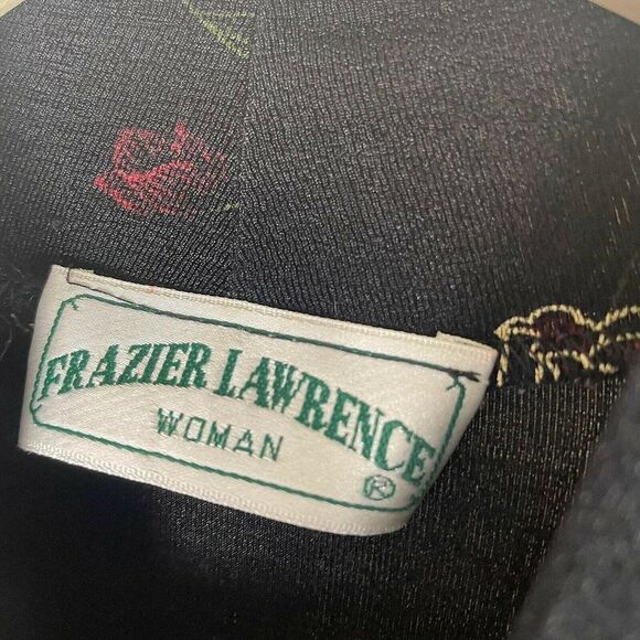 vintage Frazier Lawrence woman black gold red rose flower short sleeved blouse - Picture 4 of 6